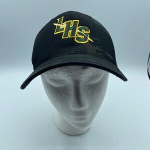 Lids LHS Camouflage Baseball Cap Flexfit S M Green Yellow Logo Adjustable